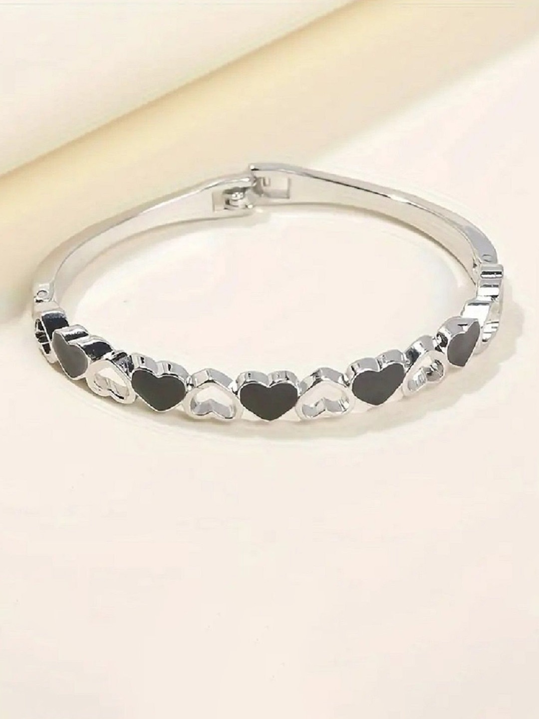 

WATCHSTAR Silver-Plated Stone Studded Bangle-Style Bracelet