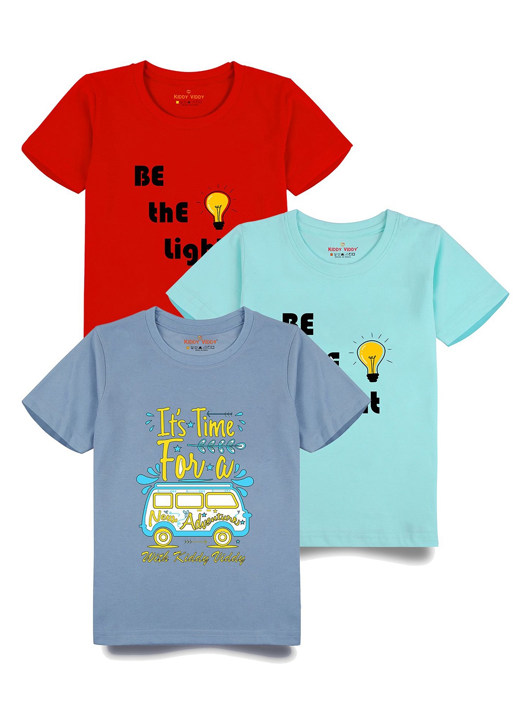 

AUSK Boys Pack Of 3 Graphic Printed Round Neck Cotton T-shirts, Sea green