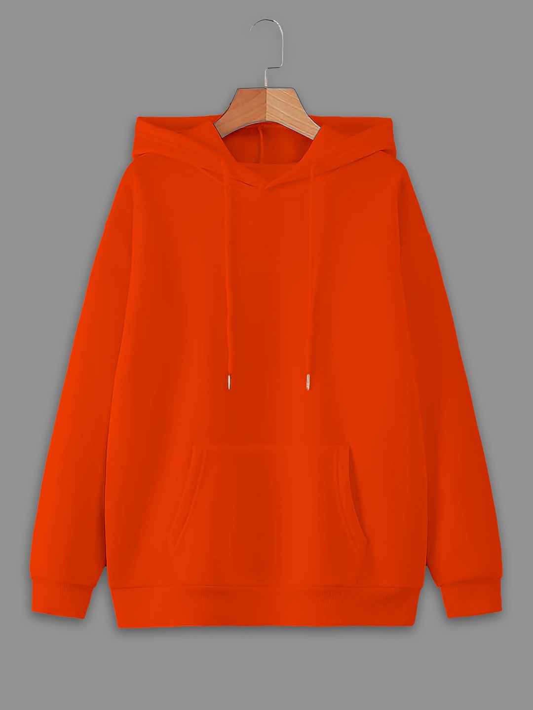 

MACK JONNEY Men Solid Hood Fleece Pullover Sweatshirt, Orange