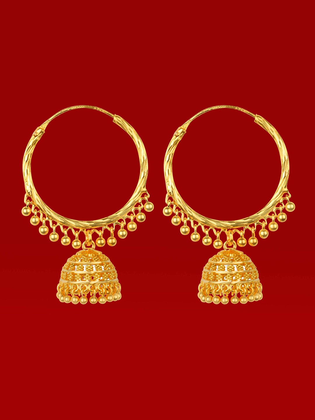 

Heer Collection Contemporary Jhumkas Earrings, Gold