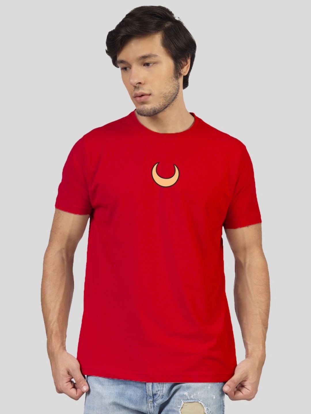 

Greylongg Men Graphic Printed Round Neck Cotton T-shirt, Red