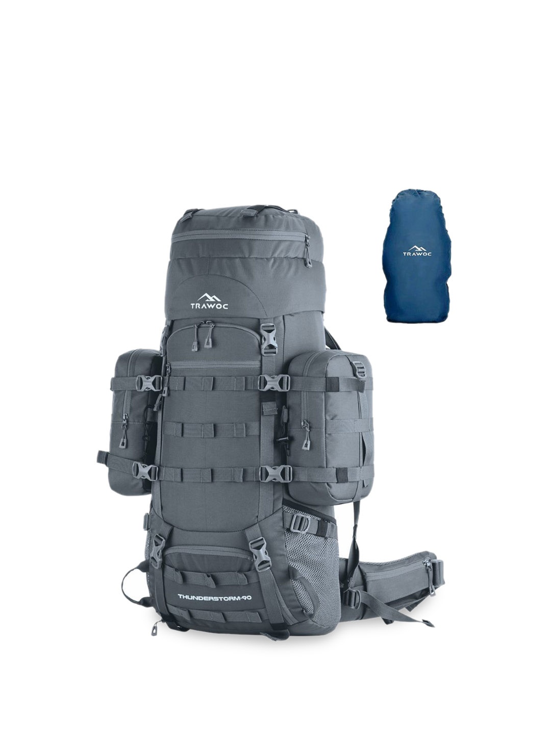 

TRAWOC Thunderstorm 90 Litres Solid Travel Rucksack, Grey