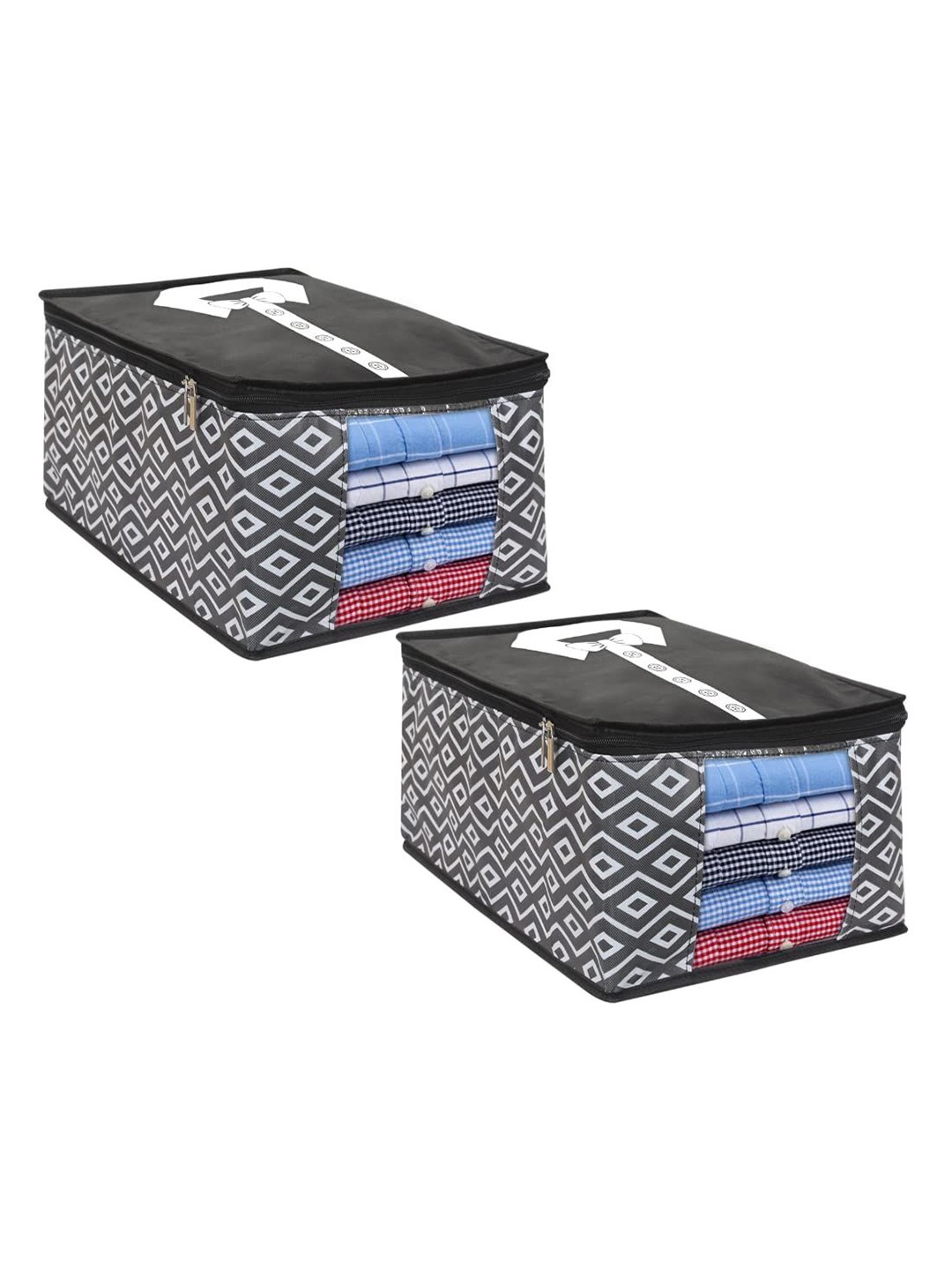 

prettykrafts Black & White 2 Pieces Printed Reusable Multi-Utility Organisers