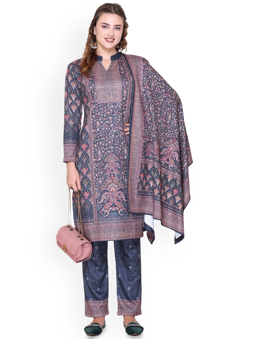 

Melvin Women Ethnic Motifs Printed Regular Kurta with Trousers & With Dupatta, Blue