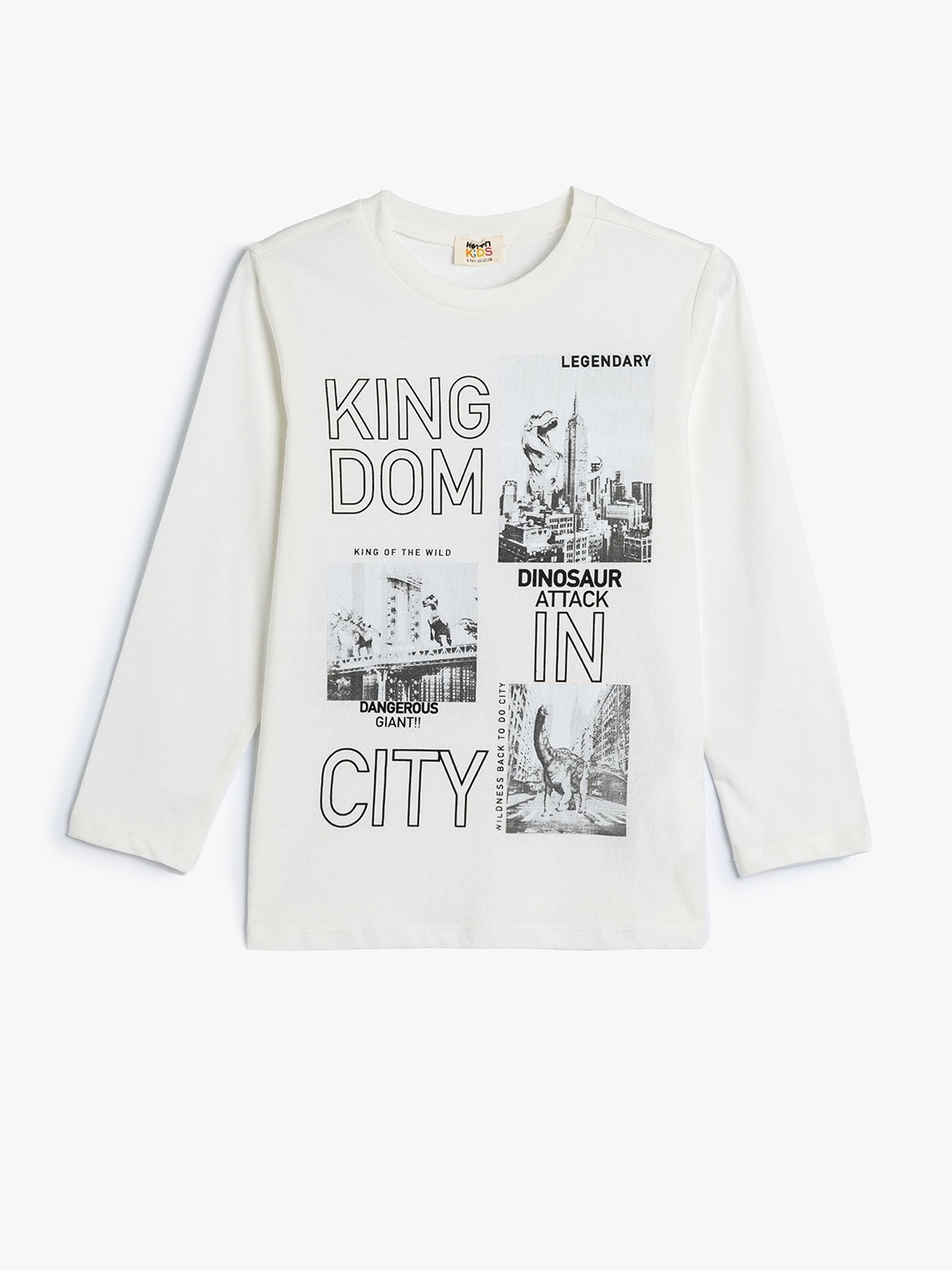 

Koton Boys Graphic Printed Round Neck Cotton T-shirt, White