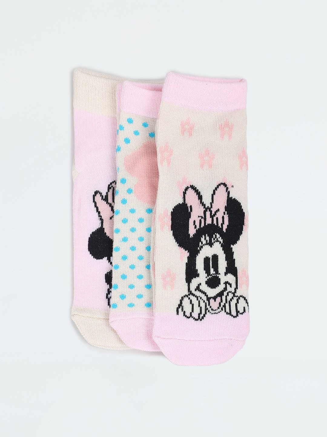 

max Girls 3-Pcs Ankle-Length Printed Socks, Pink