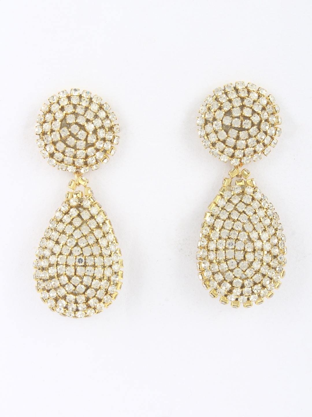

KPOP Gold-Plated Contemporary Rhinestone Studded Drop Earrings