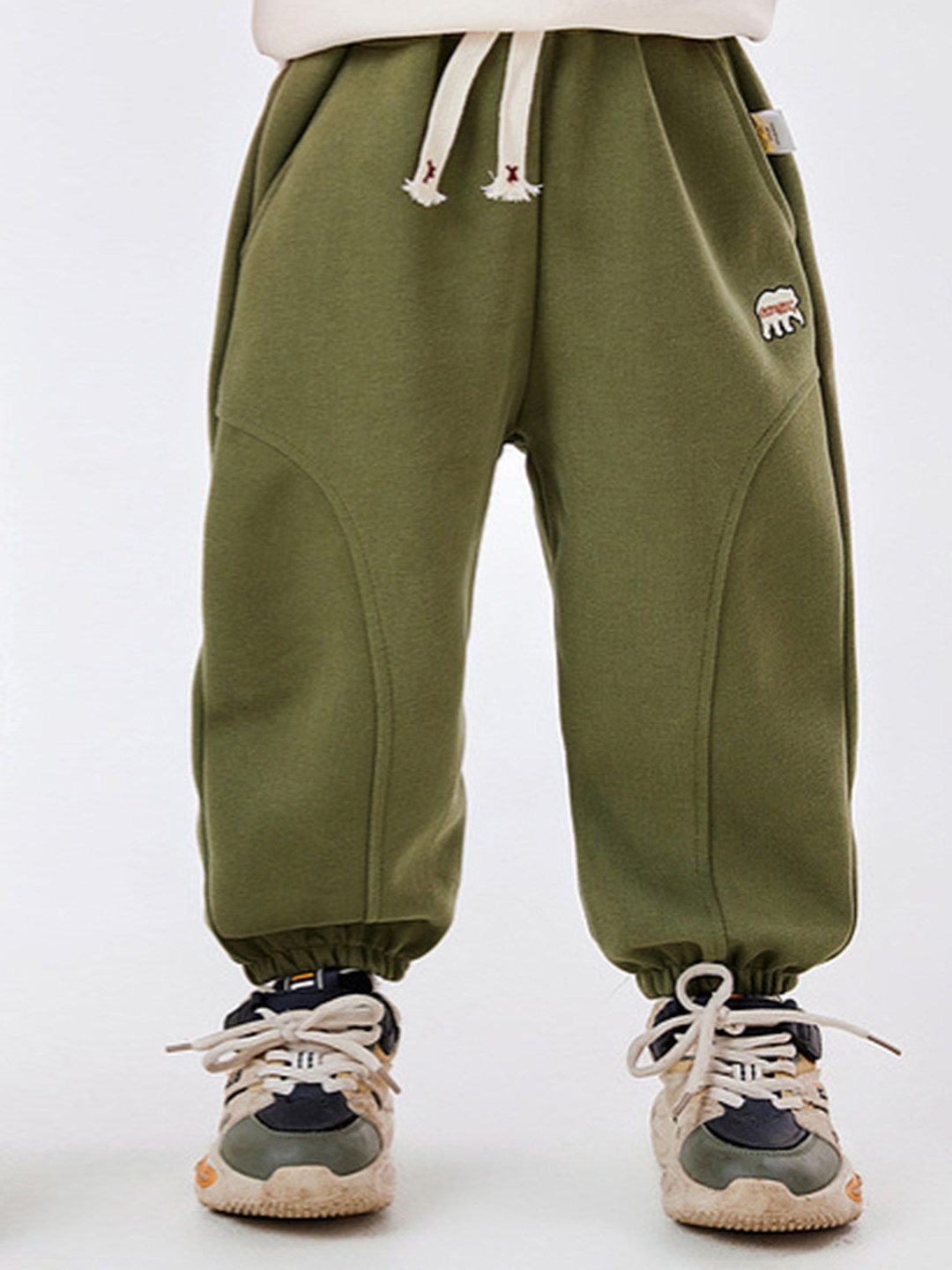

LULU & SKY Girls Cotton Loose Fit High-Rise Joggers Trousers, Green