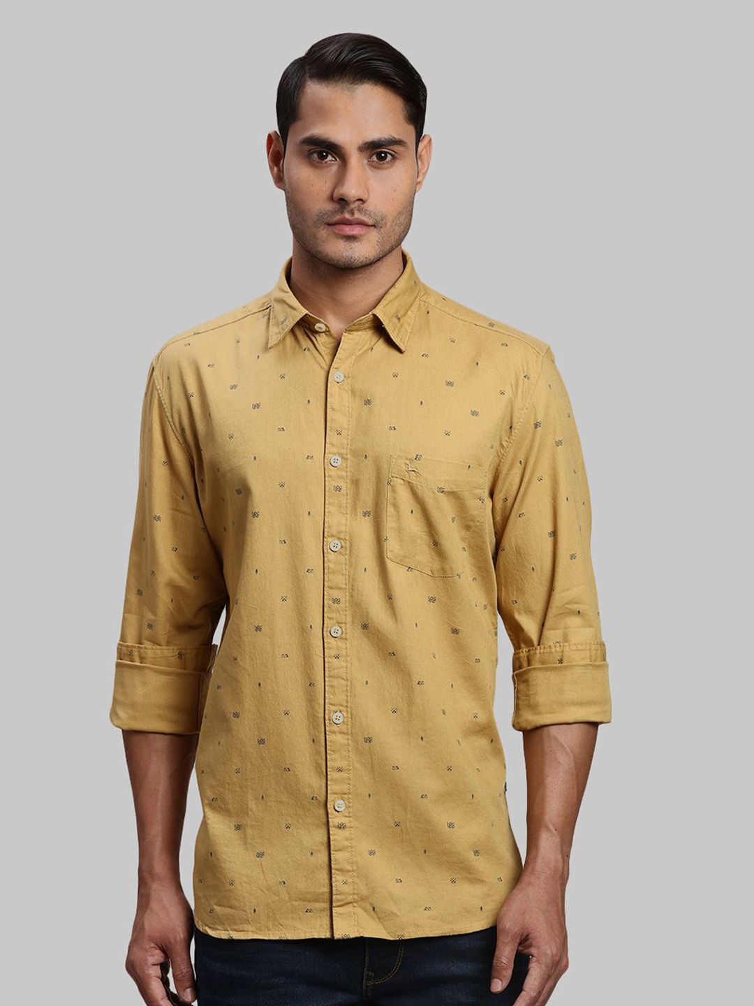 

Parx Men Cutaway Collar Conversational Printed Cotton Slim Fit Casual Shirt, Yellow