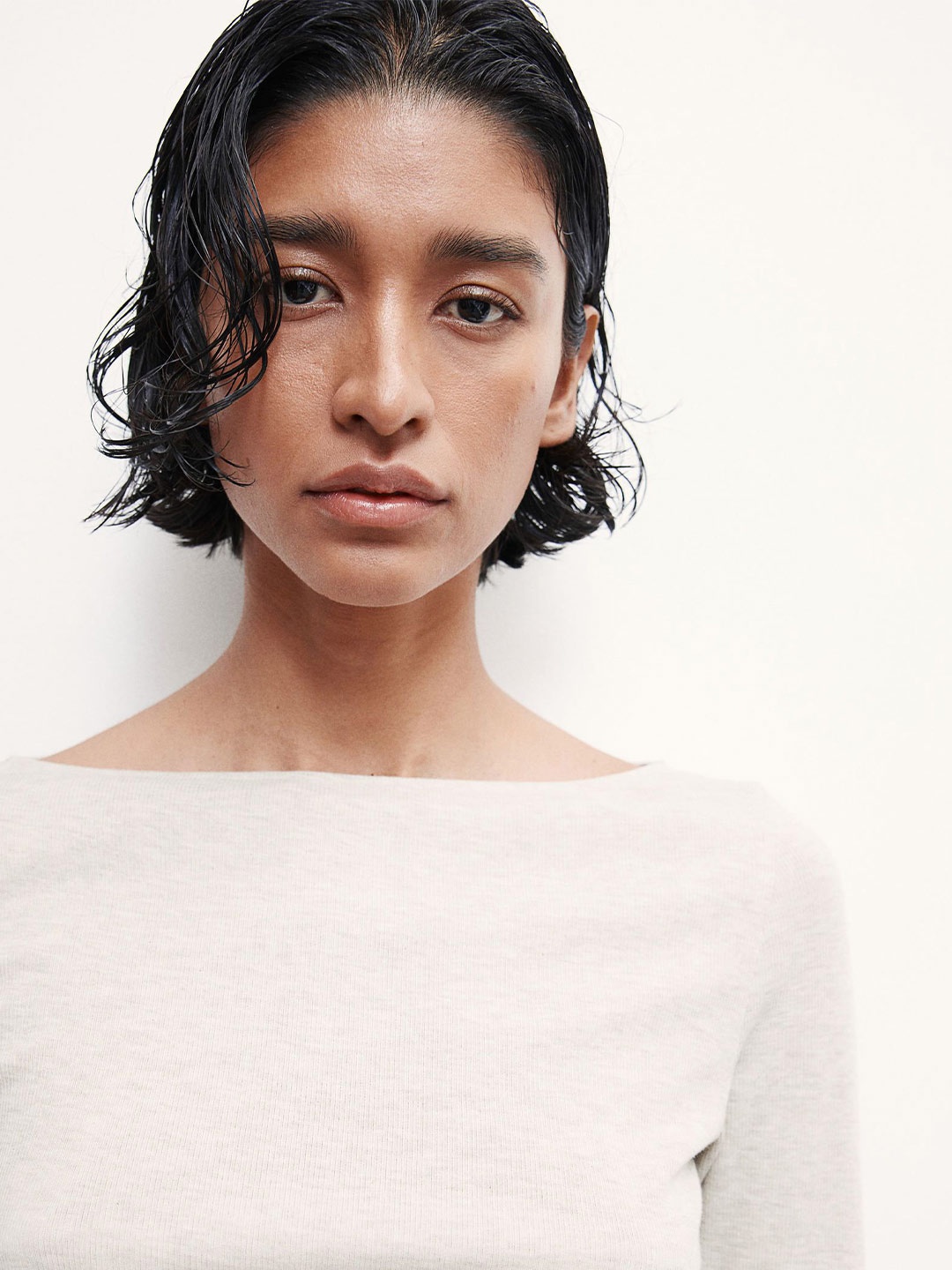 

H&M Boat-Neck Top, Beige