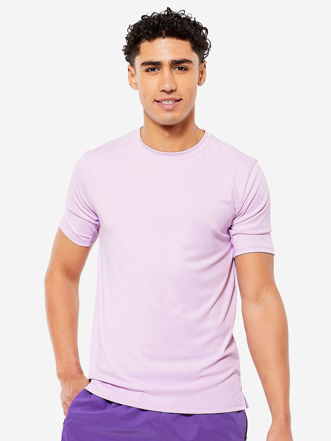 

Domyos By Decathlon Men Solid Round Neck T-shirt, Lavender