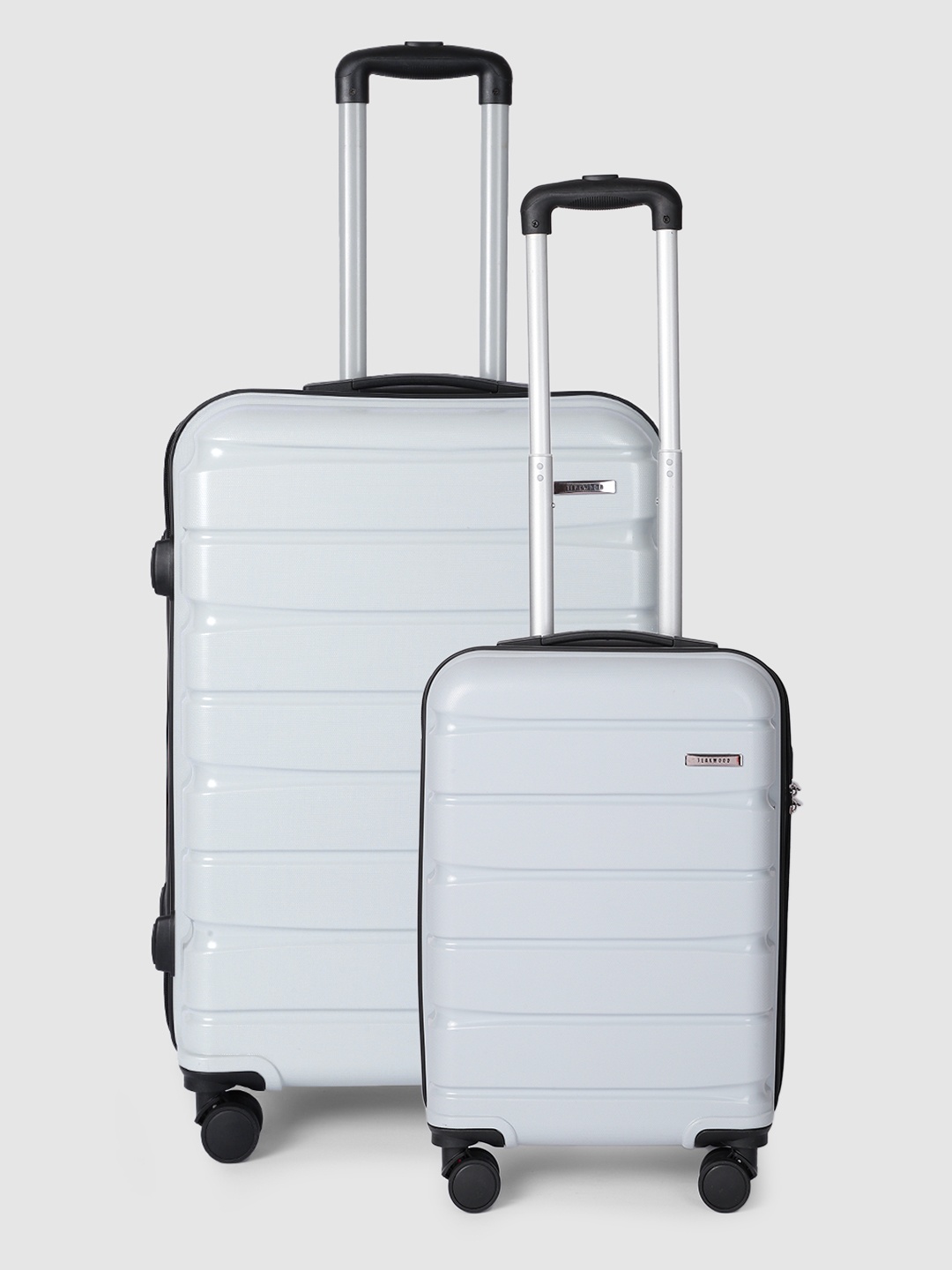 

Teakwood Leathers India Set of 2 Textured 360 Degree Rotation Hard-Sided Trolley Bags 57 L, Silver