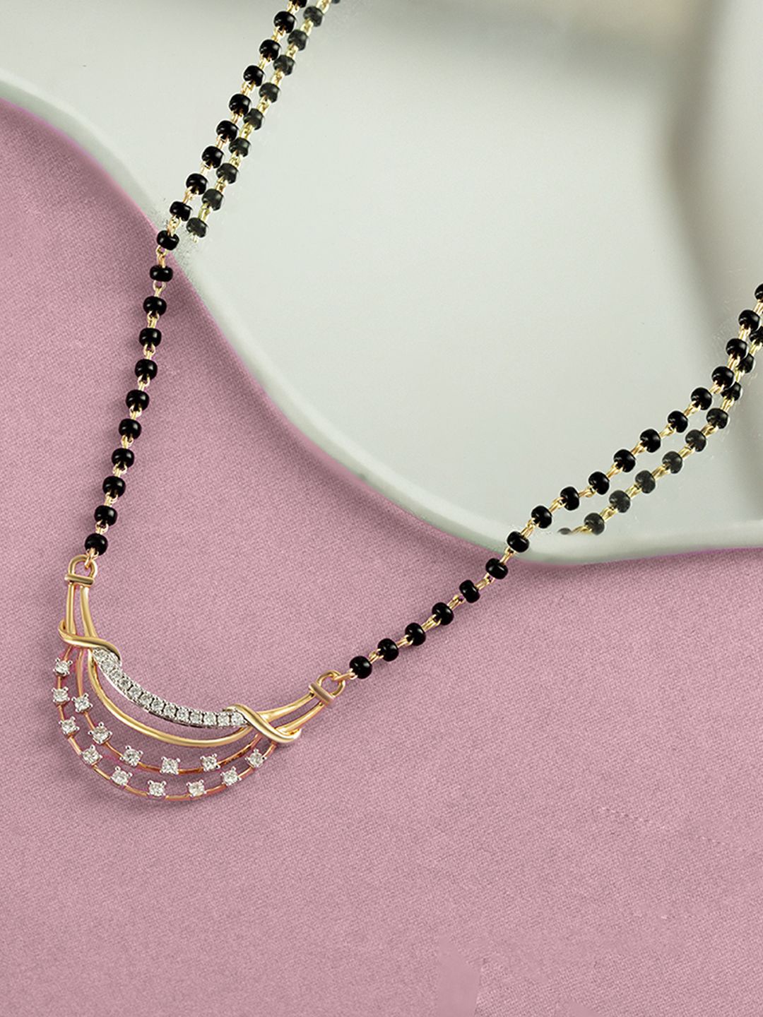 

Mia by Tanishq Women 14KT BIS Hall Mark Gold & Diamond Mangalsutra, Yellow