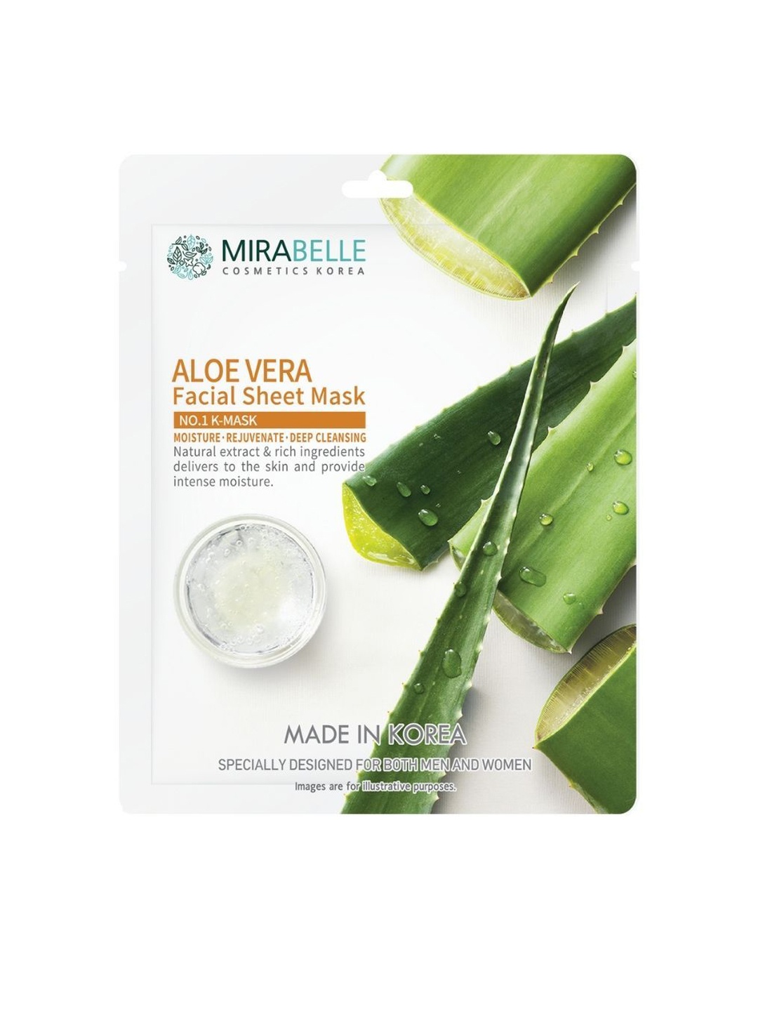 

Mirabelle Cosmetics Korea Aloe Vera Facial Sheet Mask - 25 ml, White