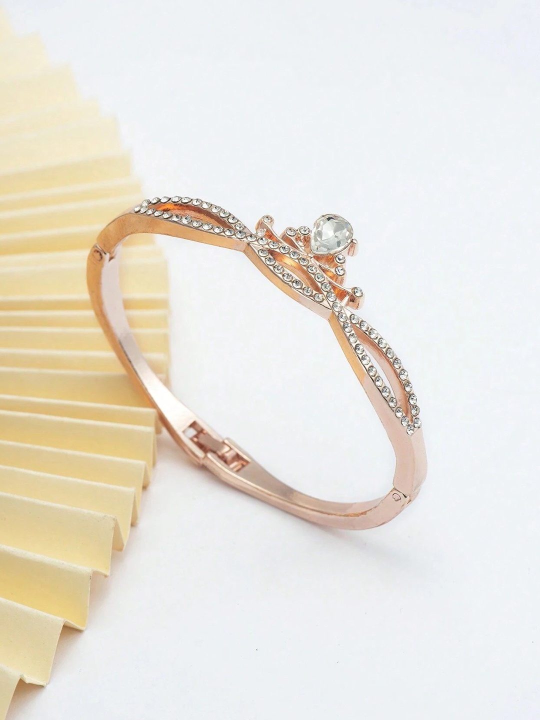 

WATCHSTAR Rose Gold-Plated Artificial Stones Studded Antique Bangle-Style Bracelet