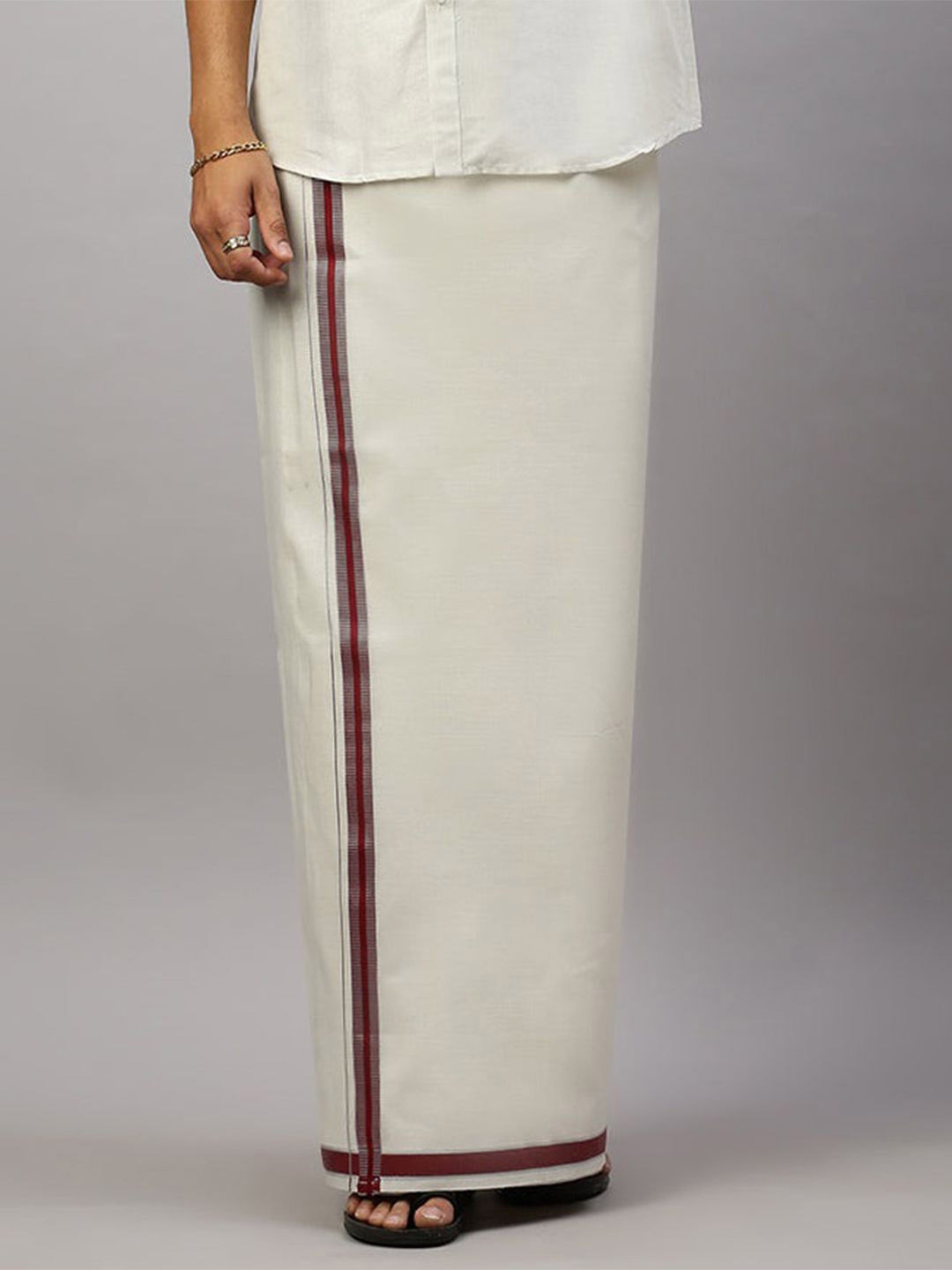 

Ramraj Men Solid Single Layer Dhoti, Cream
