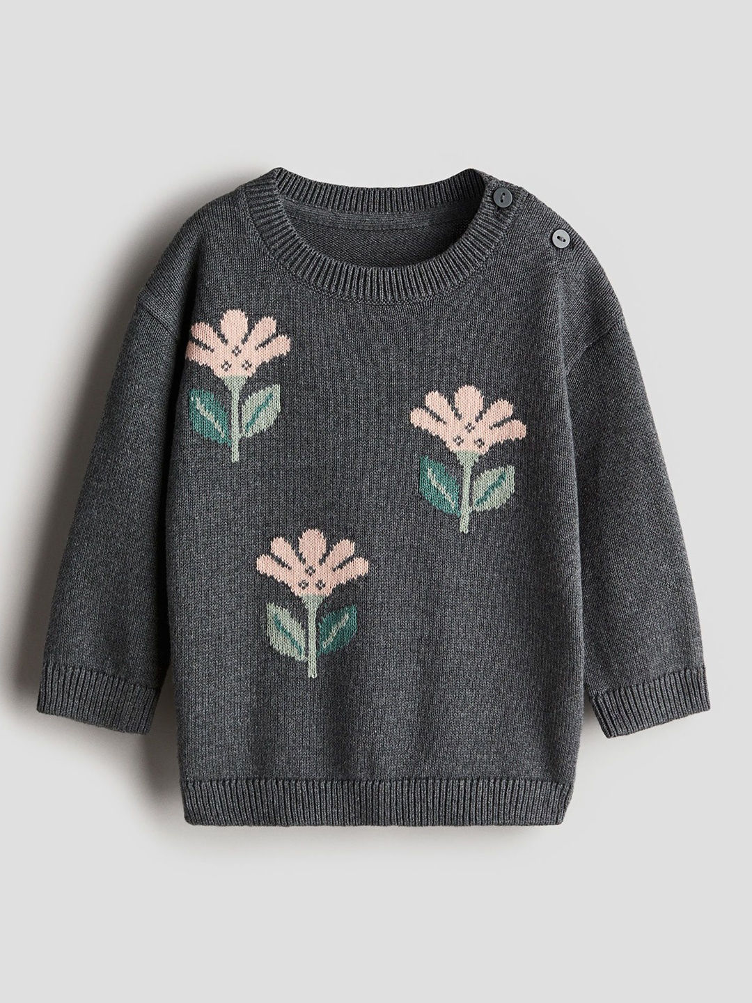 

H&M Infant Girls Jacquard-Knit Jumper, Grey