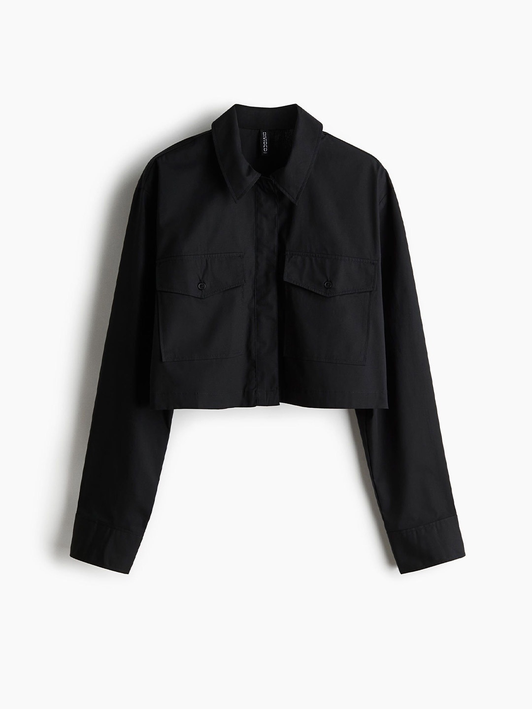 

H&M Cropped Cargo Shirt, Black
