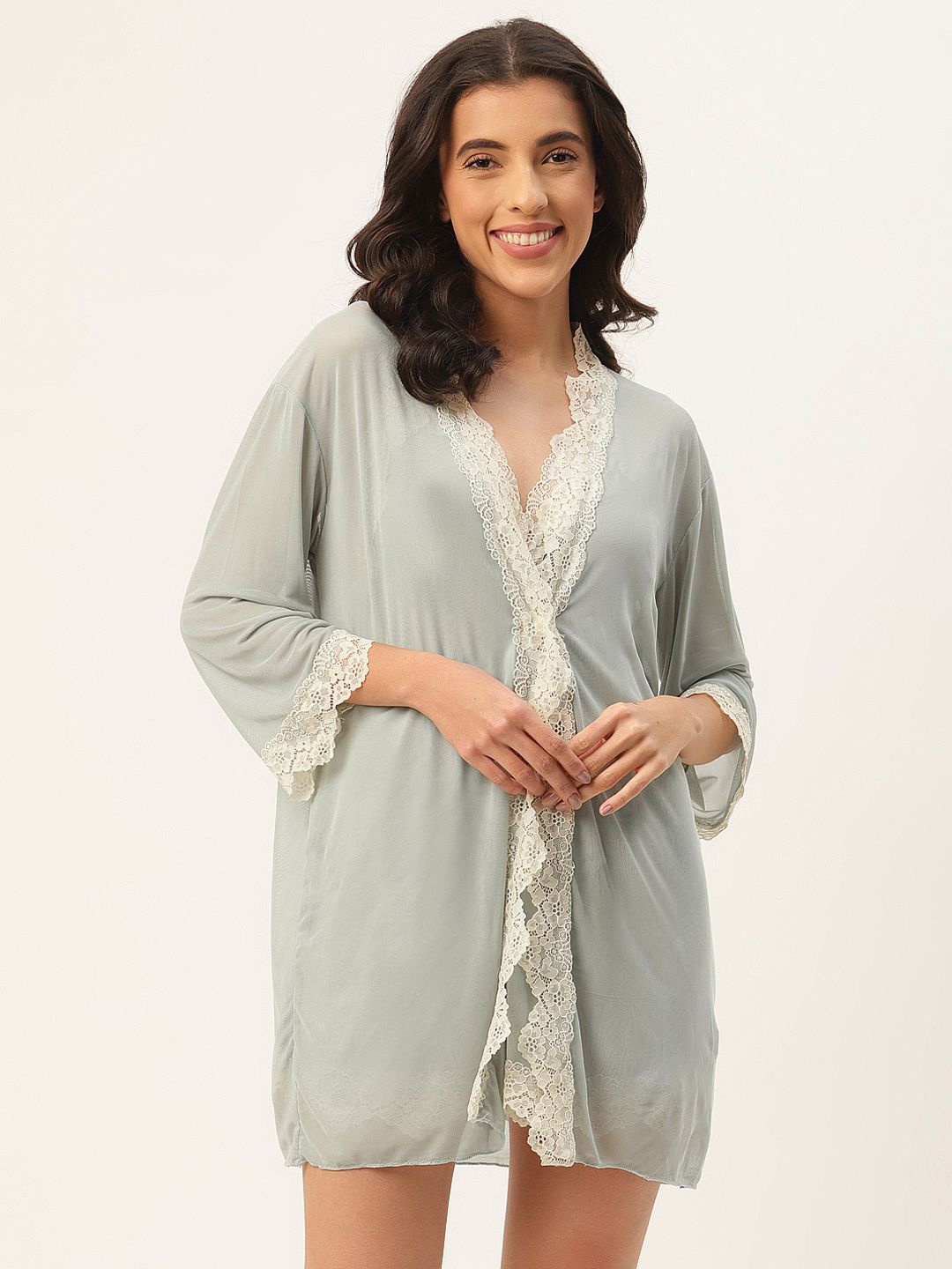 

Ms.Lingies Women Net Robe Set Baby Doll, Green
