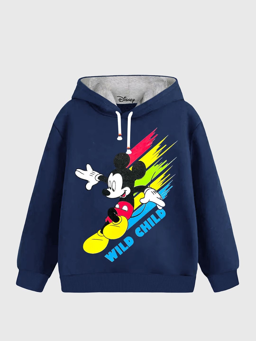 

KUCHIPOO Boys Mickey Mouse Printed Hooded Fleece Sweatshirt, Navy blue