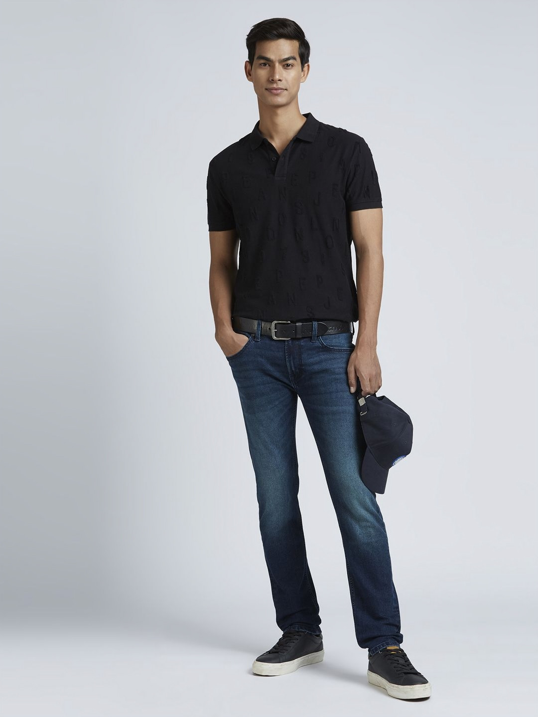 

Pepe Jeans Men Typography Printed Polo Collar Pure Cotton T-shirt, Black