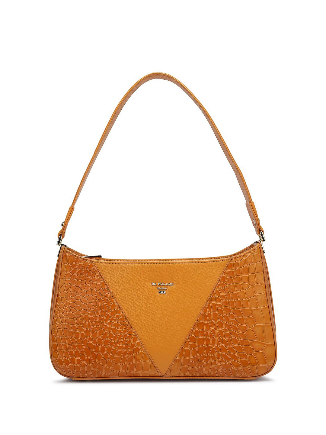 

Da Milano Women Textured Leather Shoulder Bag with Quilted, Mustard