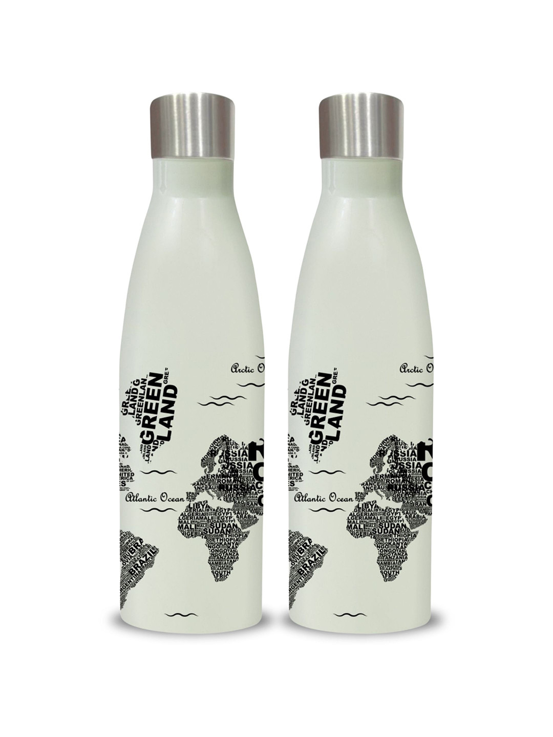 

CLAY CRAFT Vacbott Gerald Off White 2 Pcs Printed Stainless Steel Water Bottles 1.1 L Each