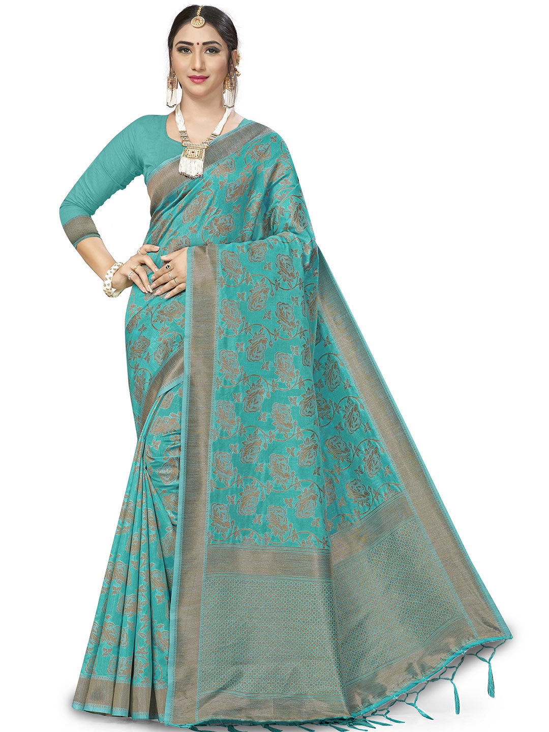 

Maroosh Women Woven Design Banarasi Saree, Green