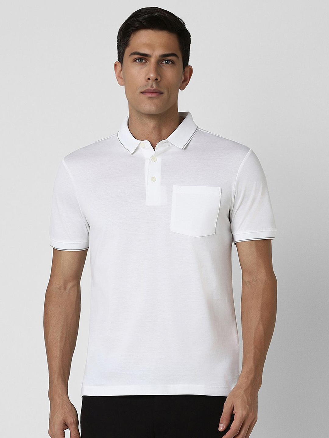 

Van Heusen Men Solid Polo Collar Cotton T-shirt, White