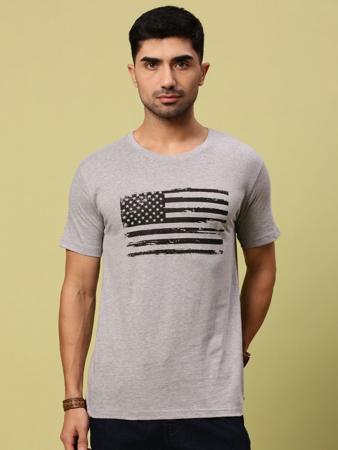 

Urban Dog Men Graphic Printed Round Neck Cotton T-shirt, Grey