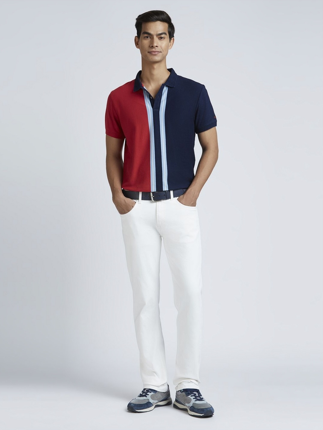 

Pepe Jeans Men Colourblocked Polo Collar Pure Cotton T-shirt, Blue