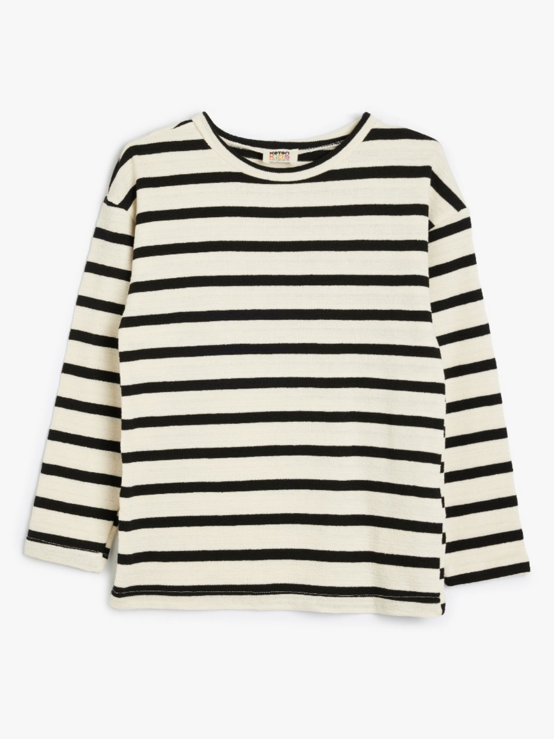 

Koton Girls Striped Round Neck Cotton T-shirt, Cream