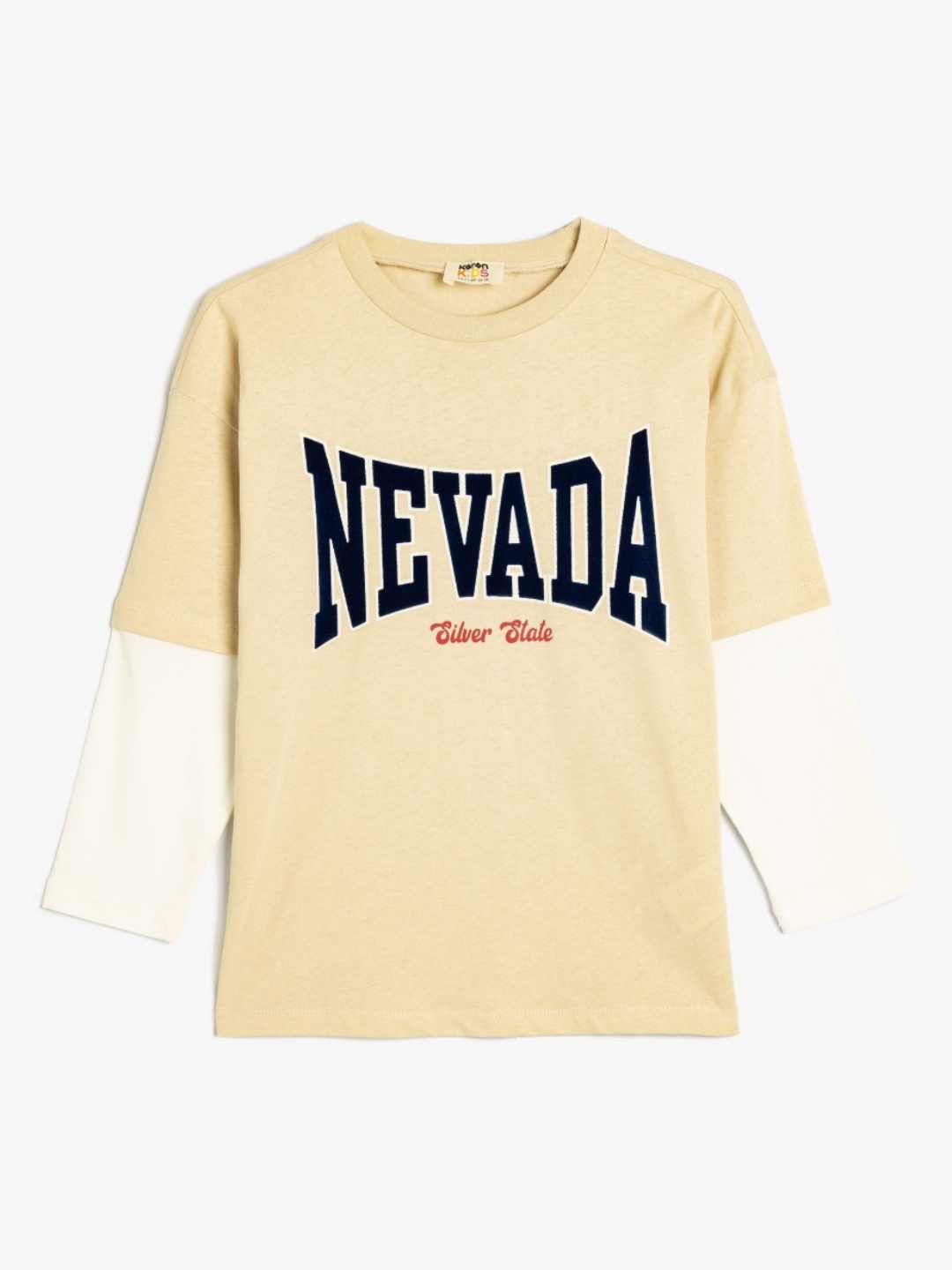 

Koton Boys Typography Printed Round Neck Cotton T-shirt, Beige