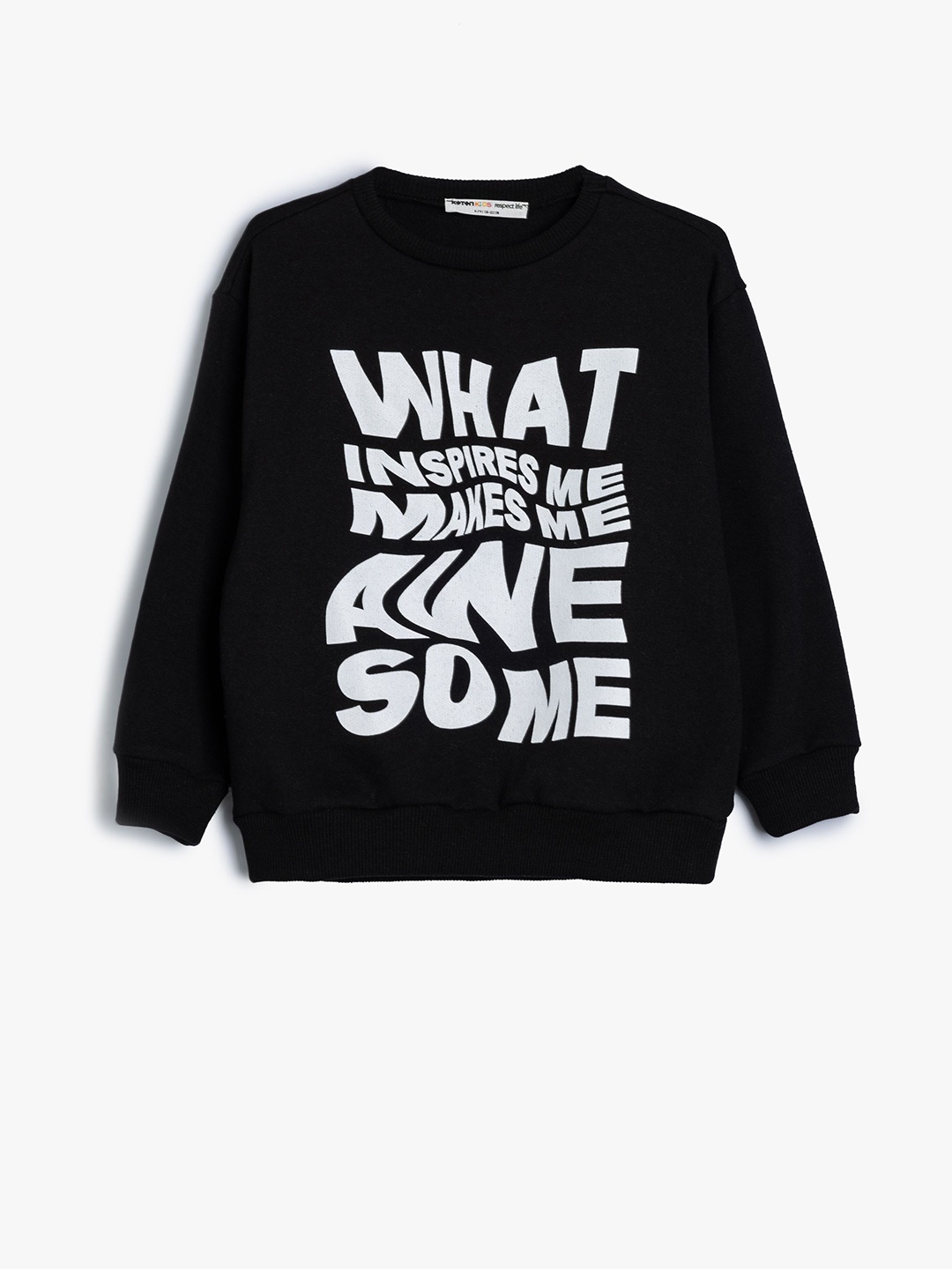 

Koton Boys Typography Printed Round Neck Pullover Sweatshirt, Black