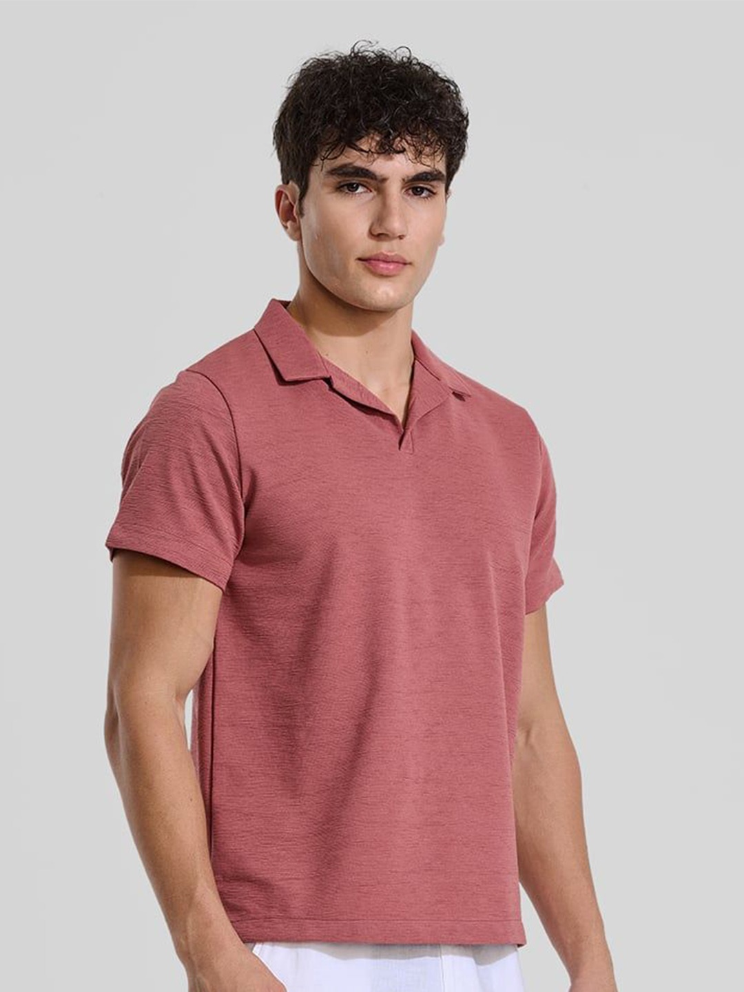 

Snitch Men Self Design Polo Collar T-shirt, Mauve