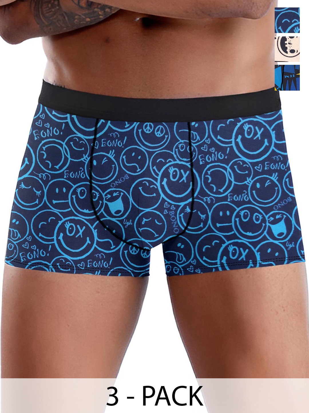 

DISPENSER Pack Of 3 Men Printed Breathability TrunksV9-C3-C10-C11-M, Blue