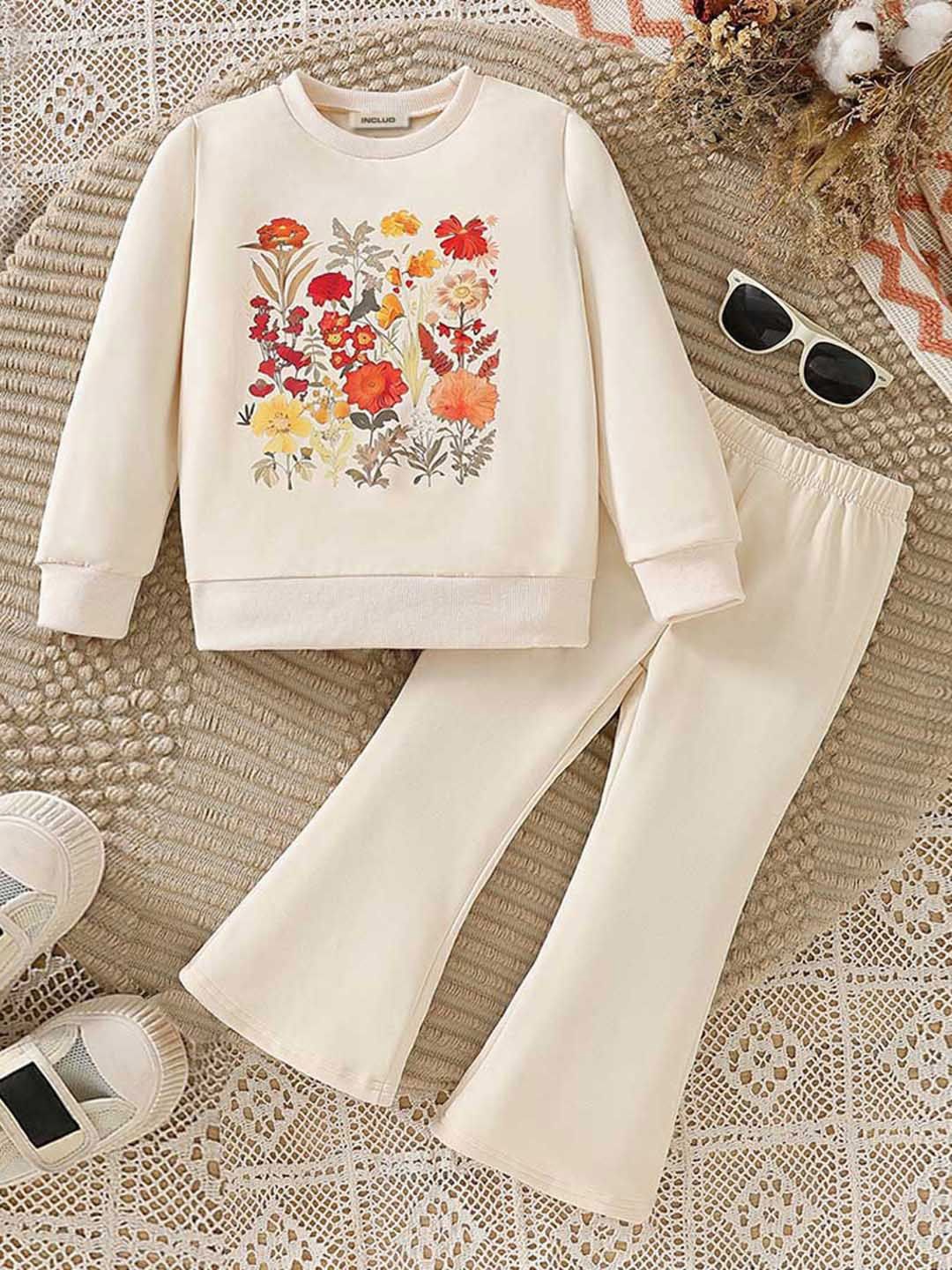 

INCLUD Girls Printed Trousers, Beige