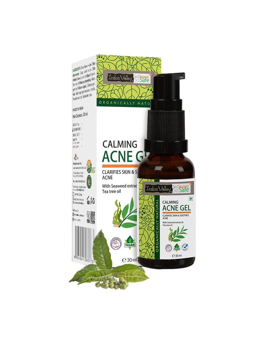 

Indus Valley Calming Acne Gel With Wheat Germ & Tea Tree Oil - 30 ml, Green