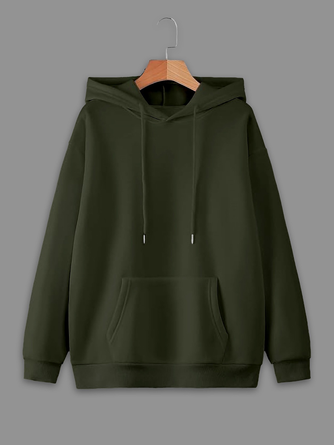 

MACK JONNEY Men Solid Hood Fleece Pullover Sweatshirt, Green