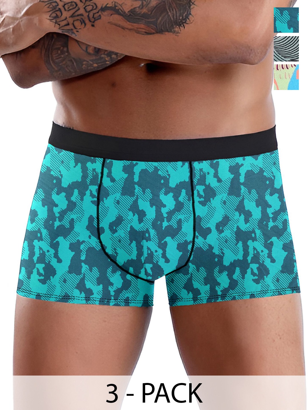 

DISPENSER Pack Of 3 Printed Short Trunks V5-C16-C13-C14-L-Multi 27, Blue