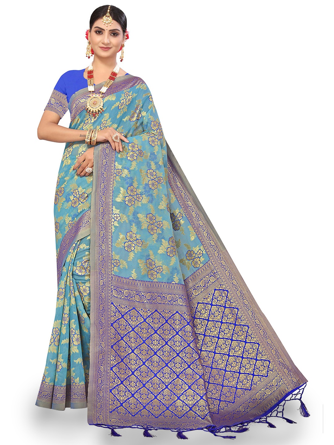 

Maroosh Woven Design Zari Saree, Blue