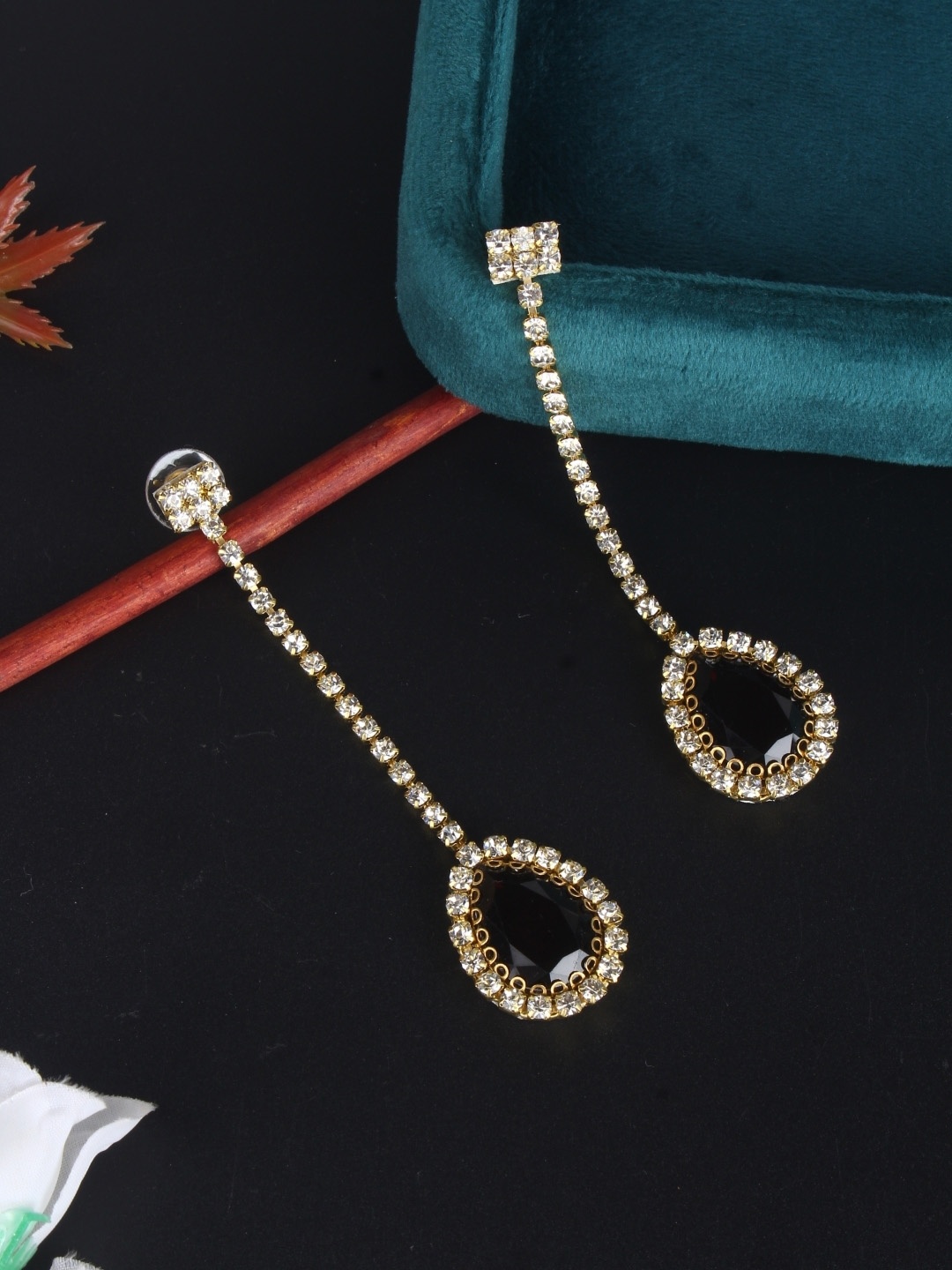 

KPOP Gold-Plated Contemporary Rhinestone Studded Drop Earrings