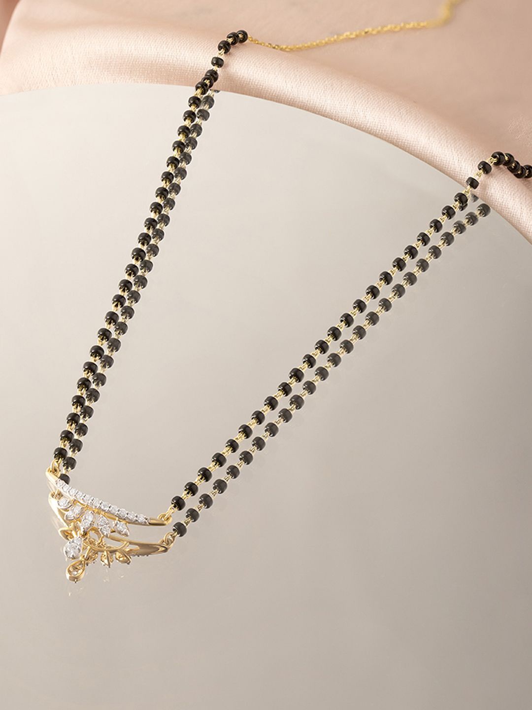 

Mia by Tanishq 14 KT Dewdrop Elegance Gold & Diamond Mangalsutra, Yellow