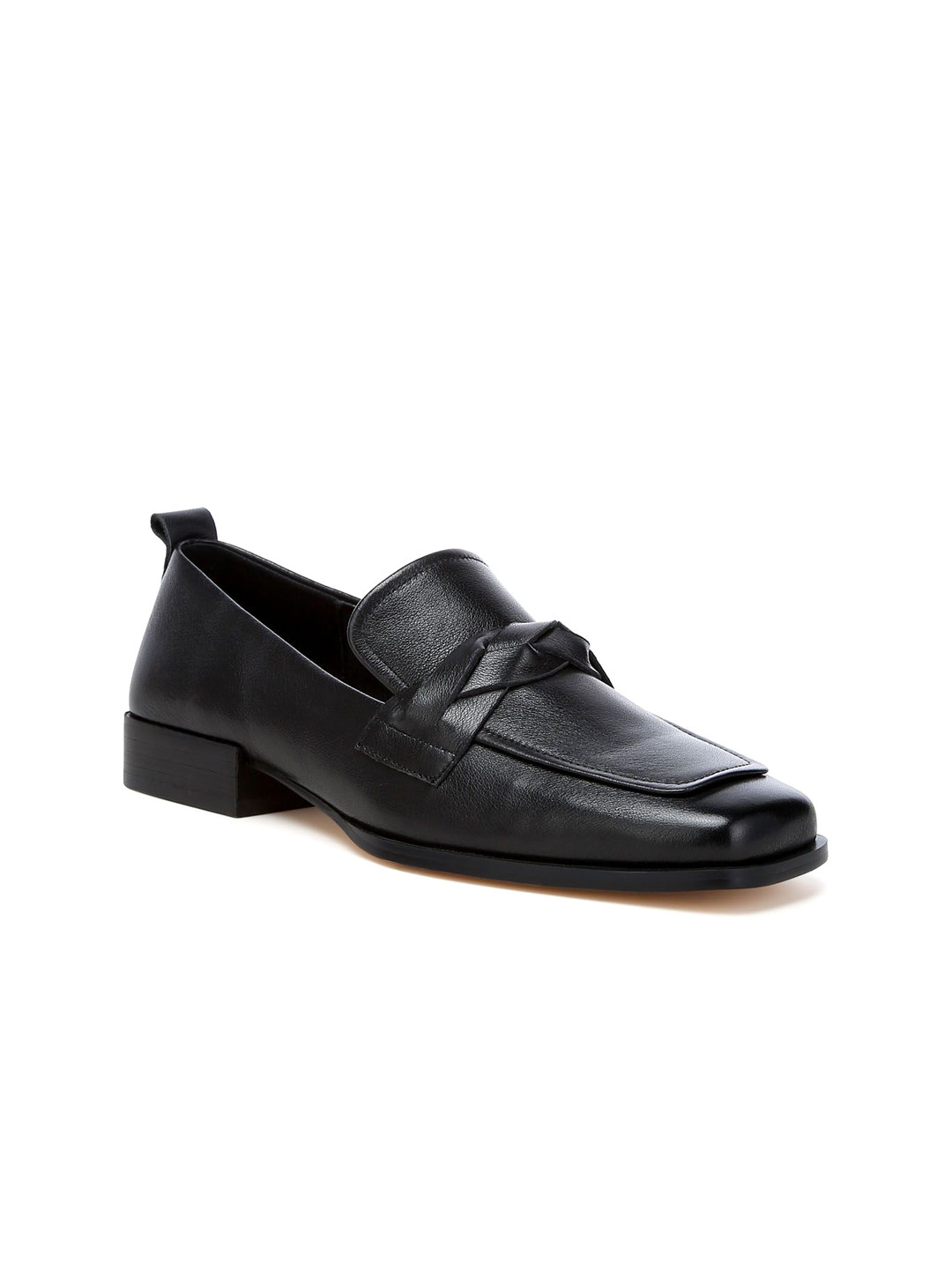 

RAG & CO Women Leather Loafers, Black