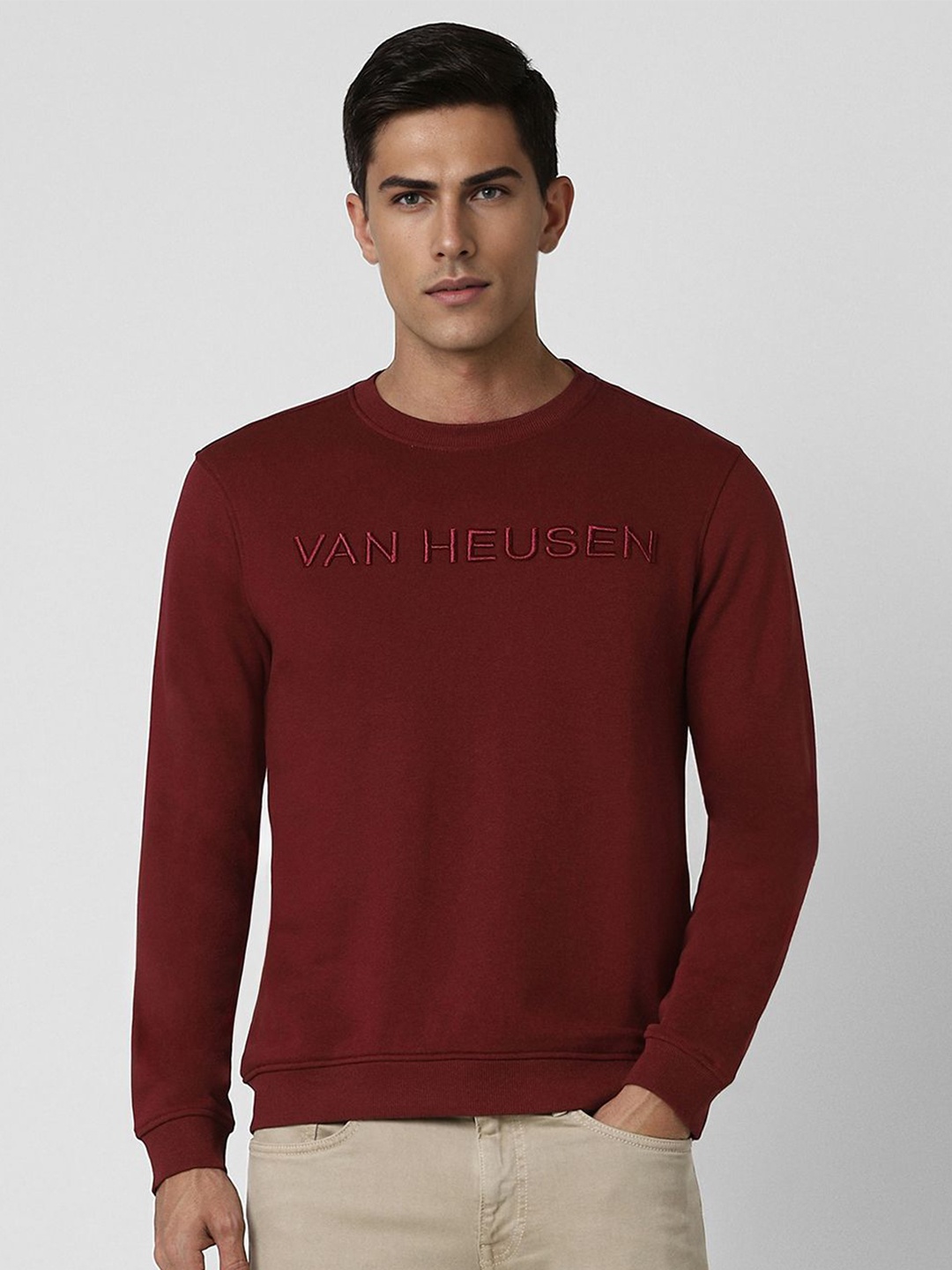 

Van Heusen Sport Men Typography Embroidered Sweatshirt, Maroon