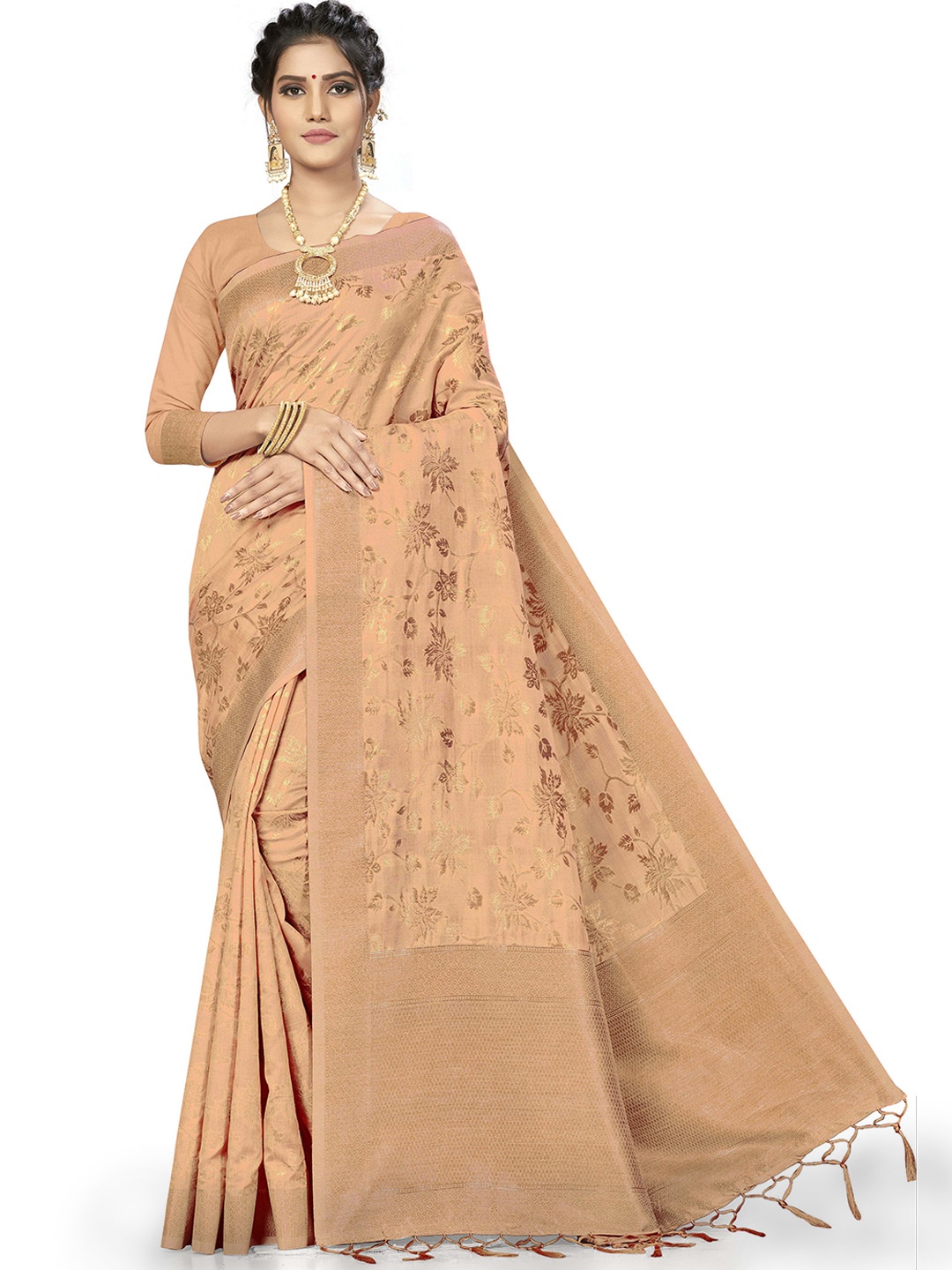 

Maroosh Woven Design Zari Banarasi Saree, Beige