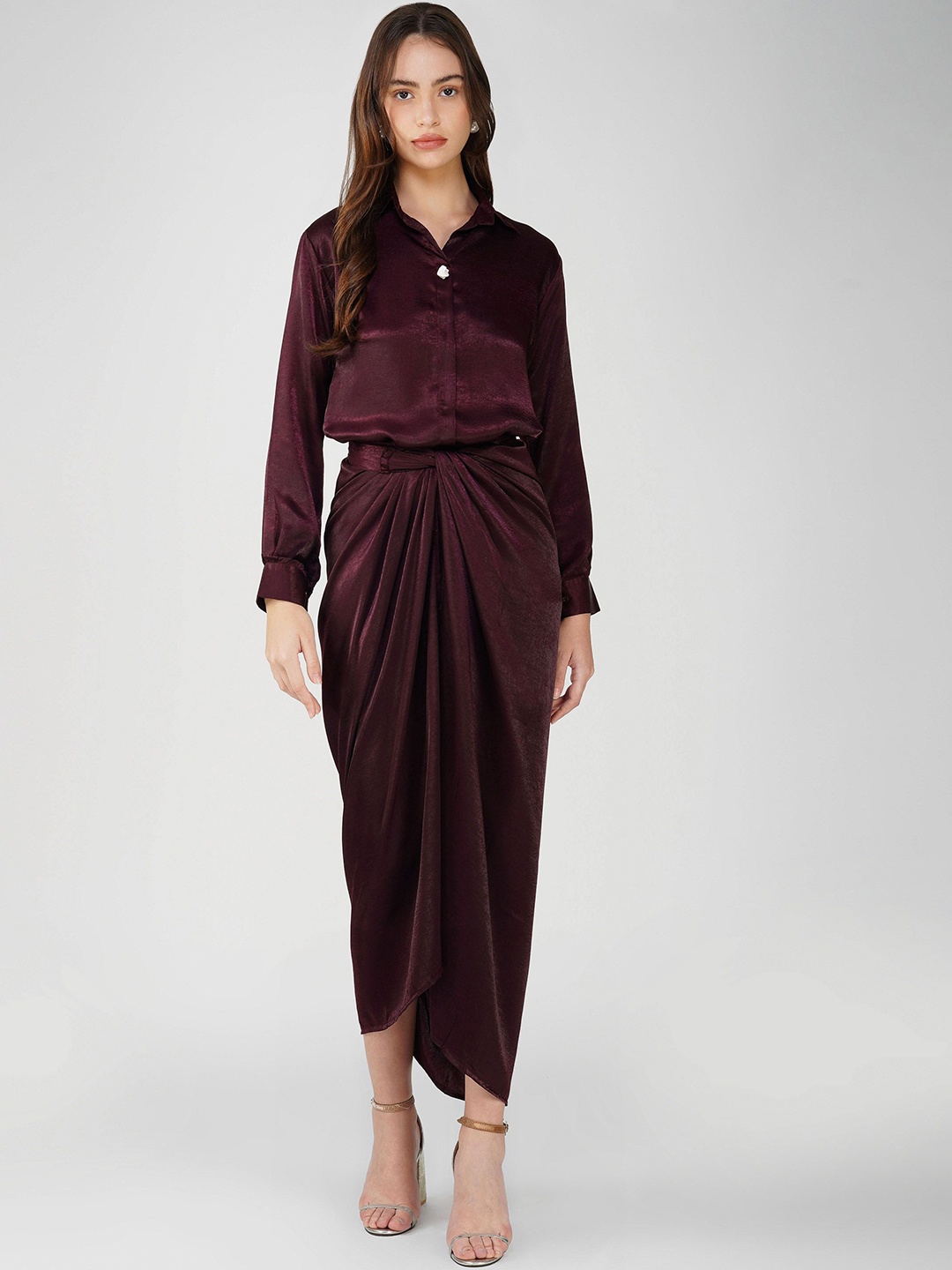 

Bindigasm Women Top Wrap Skirt Co-Ords, Burgundy