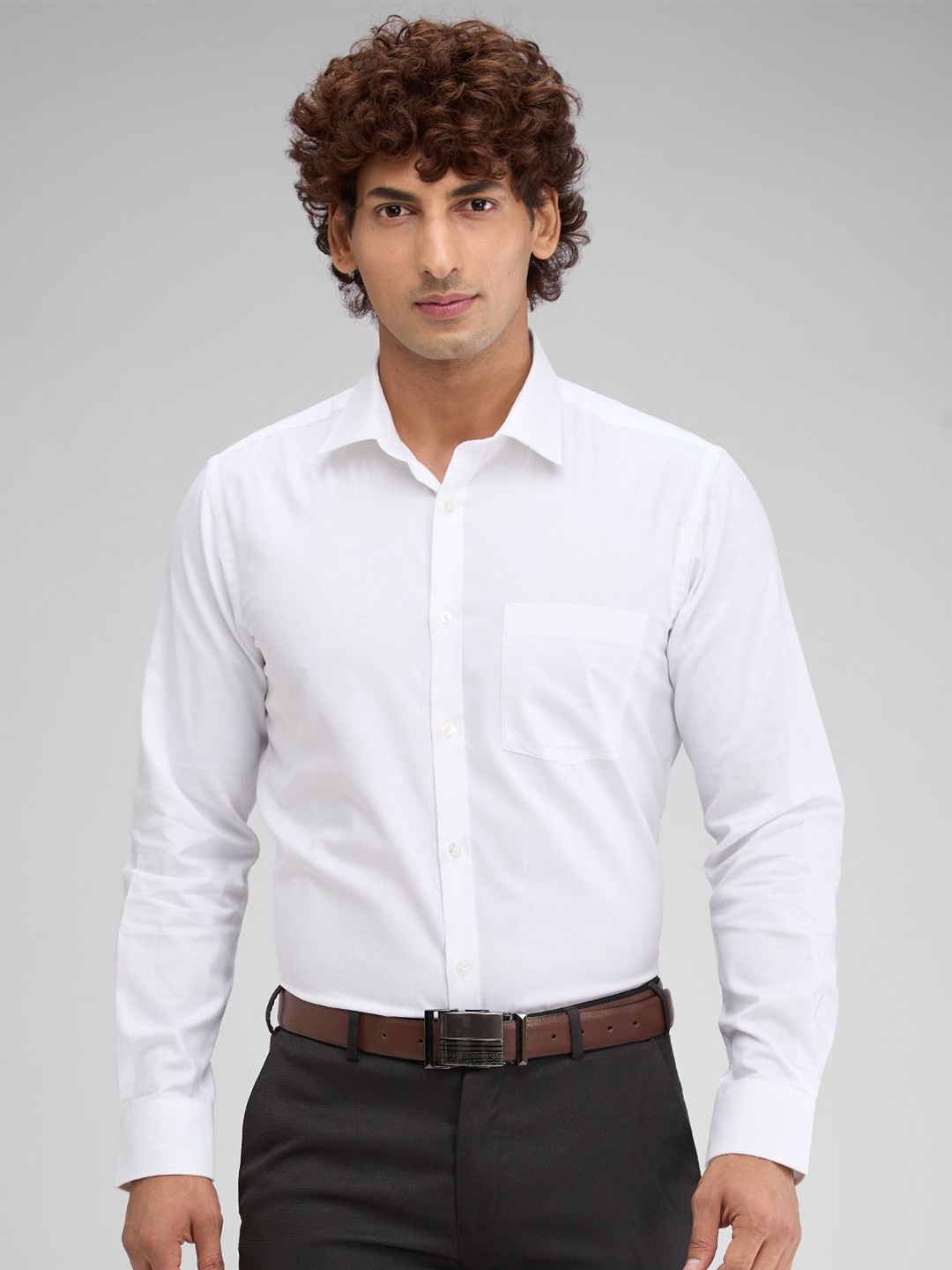 

Park Avenue Men Cutaway Collar Solid Cotton Slim Fit Formal Shirt, White