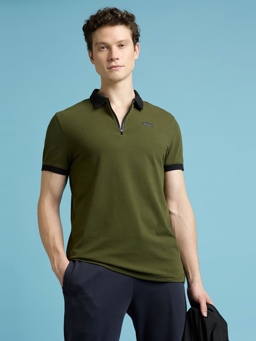 

Pepe Jeans Men Solid Polo Collar Cotton T-shirt, Olive