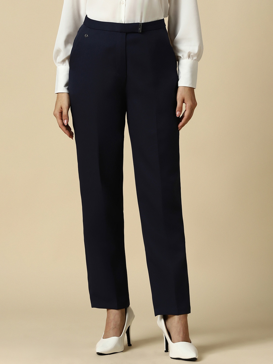 

Allen Solly Woman Women Slim Fit Trousers, Navy blue